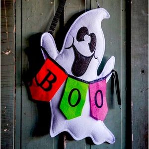 Evergreen Flag & Garden Boo Banner Ghost Burlap Door Decor